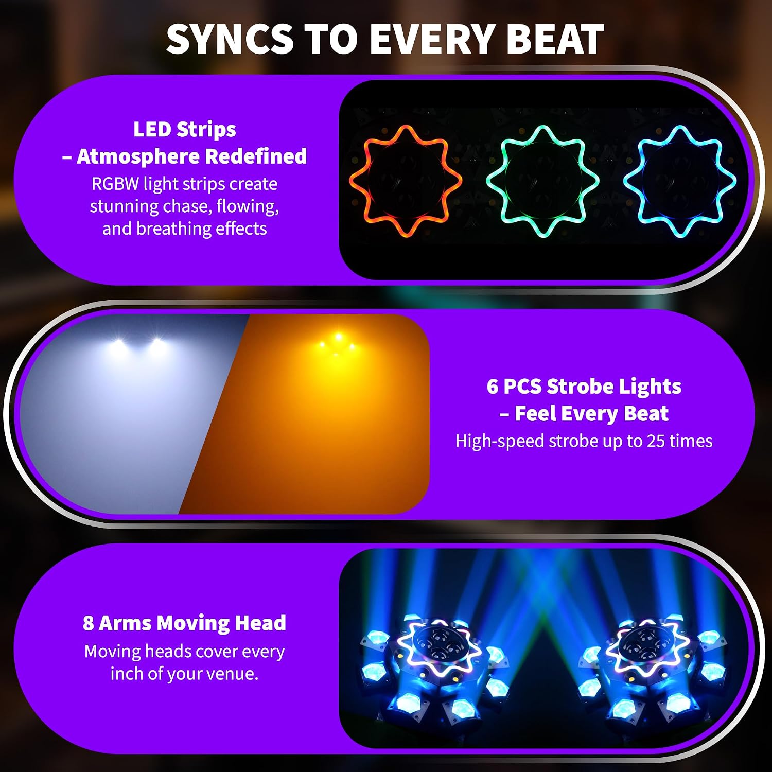 200W Disco Party Lights 8 Arm  - огляд і ціна Audio Music Dj