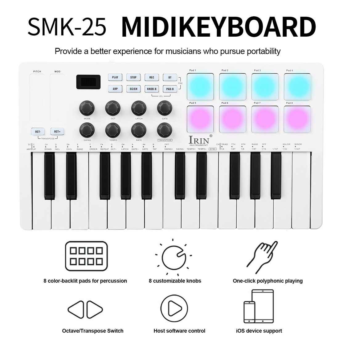 SMK-25  Portable Keyboard MIDI - огляд і ціна Midi Controller Pad